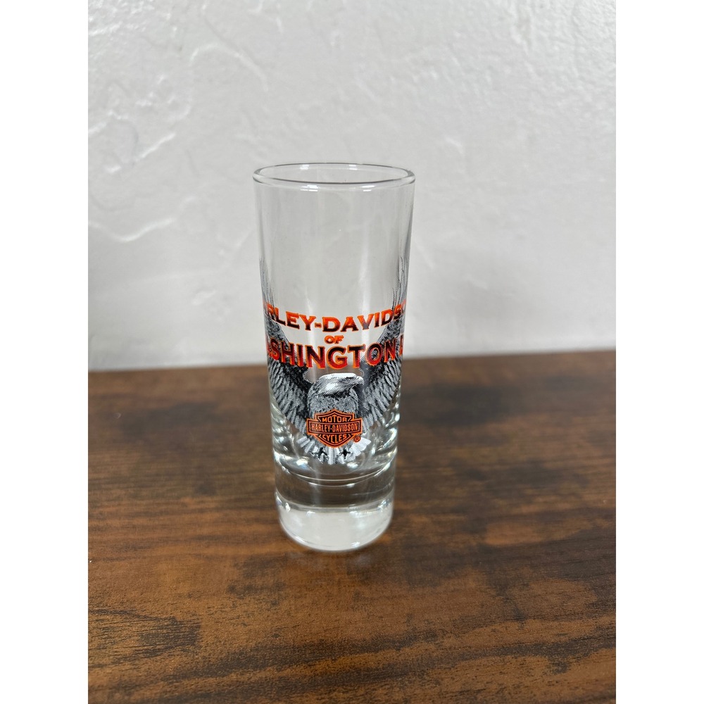 Harley-Davidson of Washington DC Shot Glass Eagle Bar & Shield 2008 Tall Shooter
